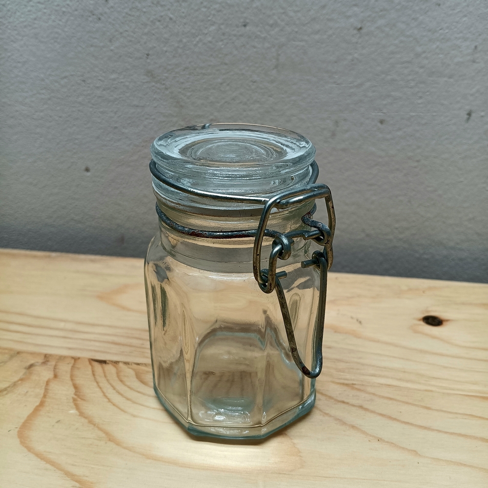 Clear Glass Jar with Metal Clip